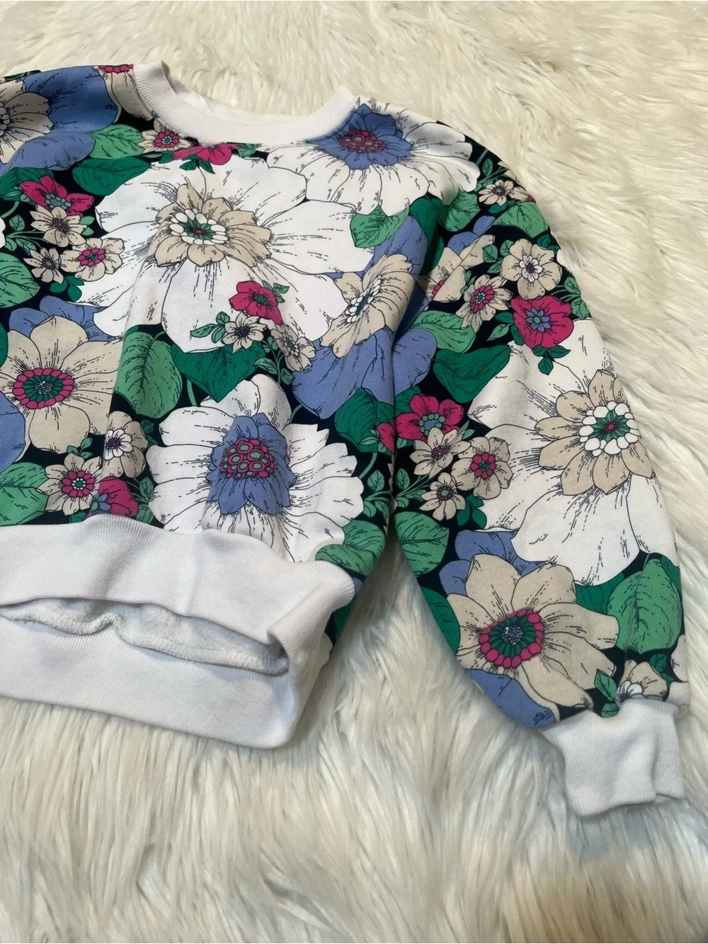 Gap Kids Size Medium 8 Sweatshirt Fashion Crewneck New Off White Floral Cotton